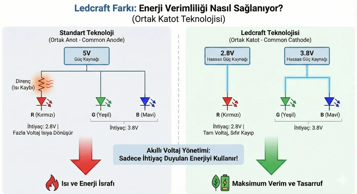 Ledcraft enerji verimliliğini nasıl sağlıyor infografik g&ouml;rseli