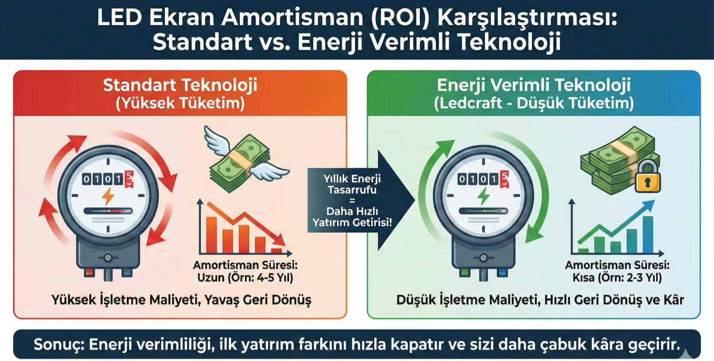 Led ekran ROI karşılaştırması infografik g&ouml;rseli